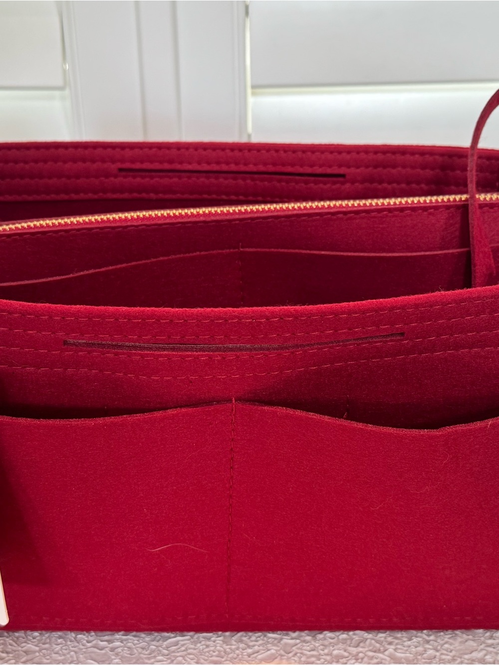 Red Felt Tote Organizer Insert with Multiple Pockets